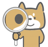 虫眼鏡を持つ柴犬くん。（透過PNG)