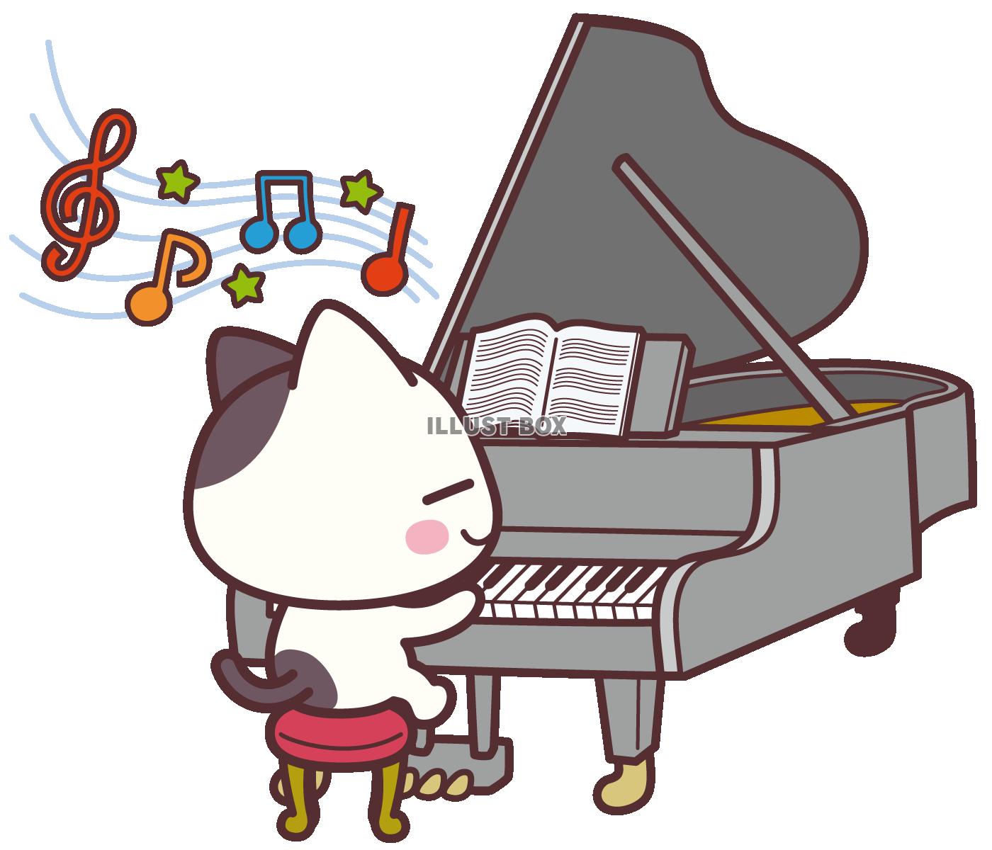 無料イラスト ピアノって素敵 ぶち猫 にゃんこ