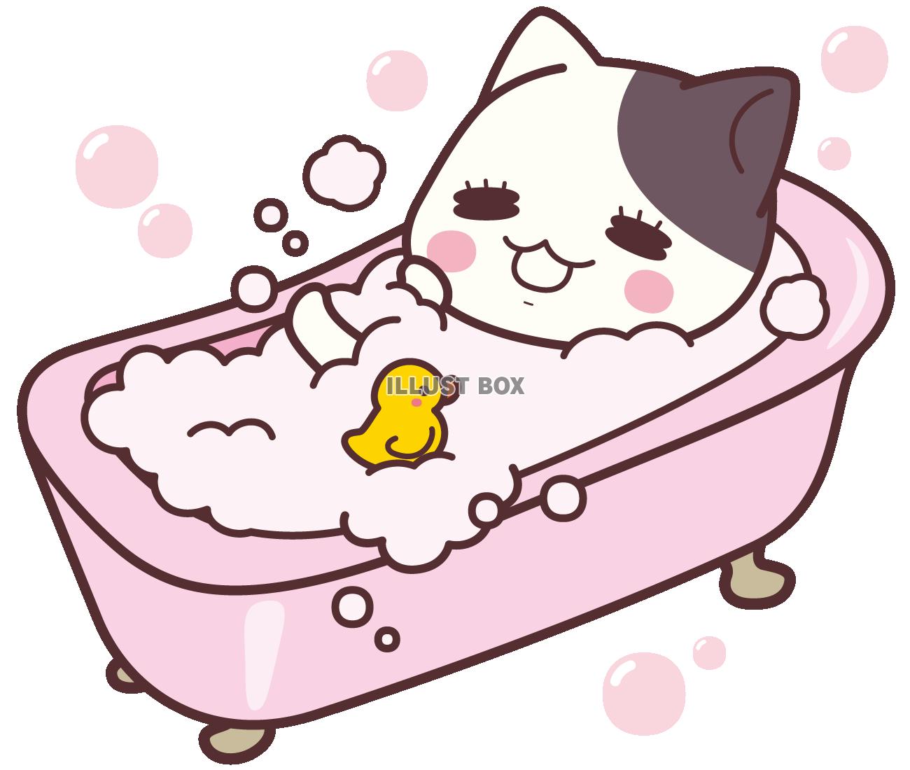 [2096] 猫　入浴にゃんこ　泡　桜　ハンドメイド