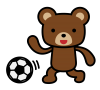 サッカーをしているクマ1　(透過PNG)