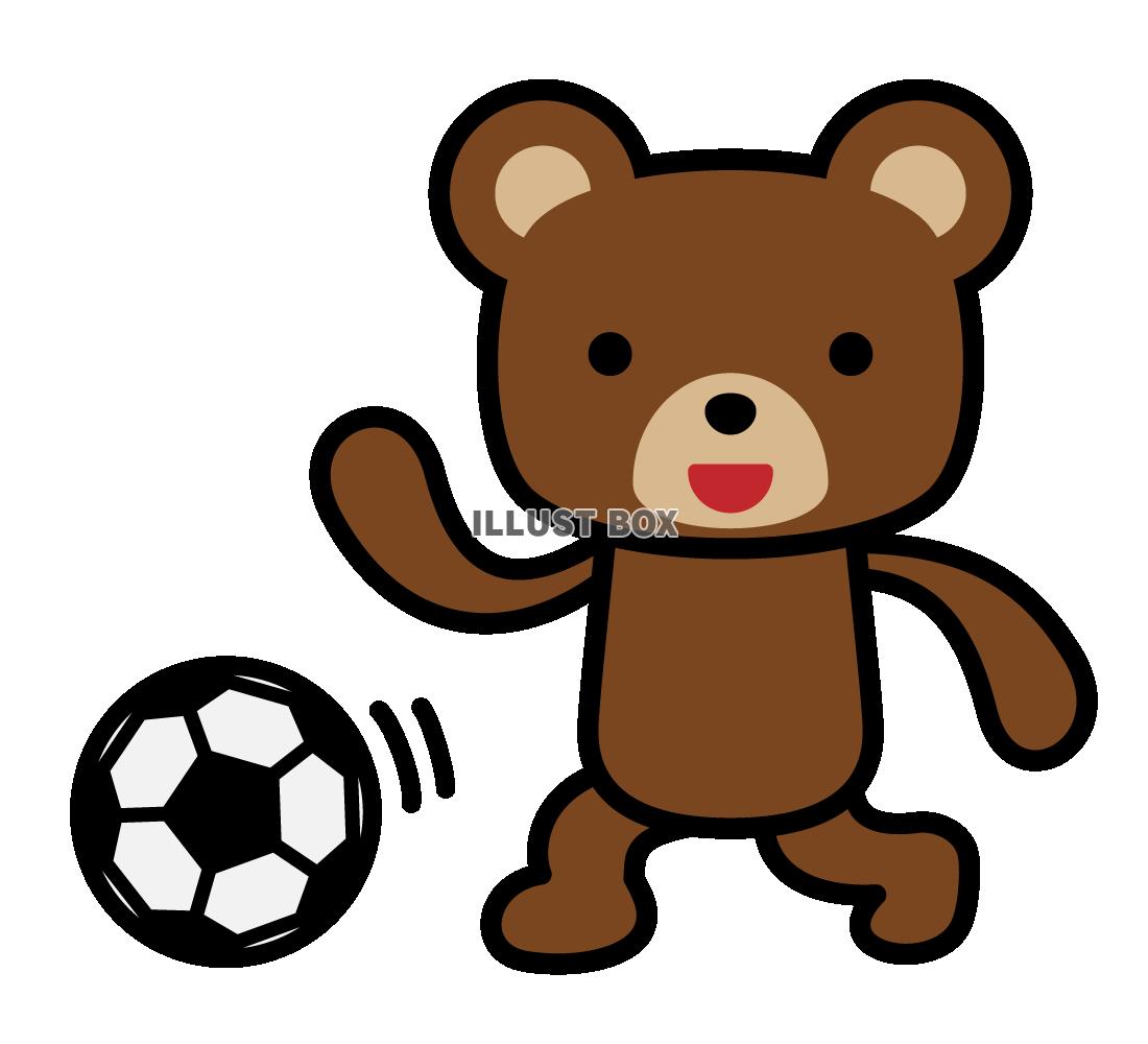 サッカーをしているクマ1　(透過PNG)