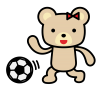 サッカーをしているクマ2　(透過PNG)