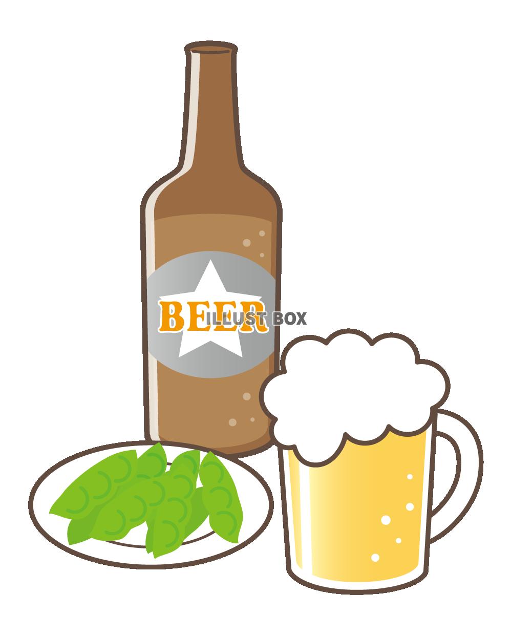 無料イラスト ビールと枝豆