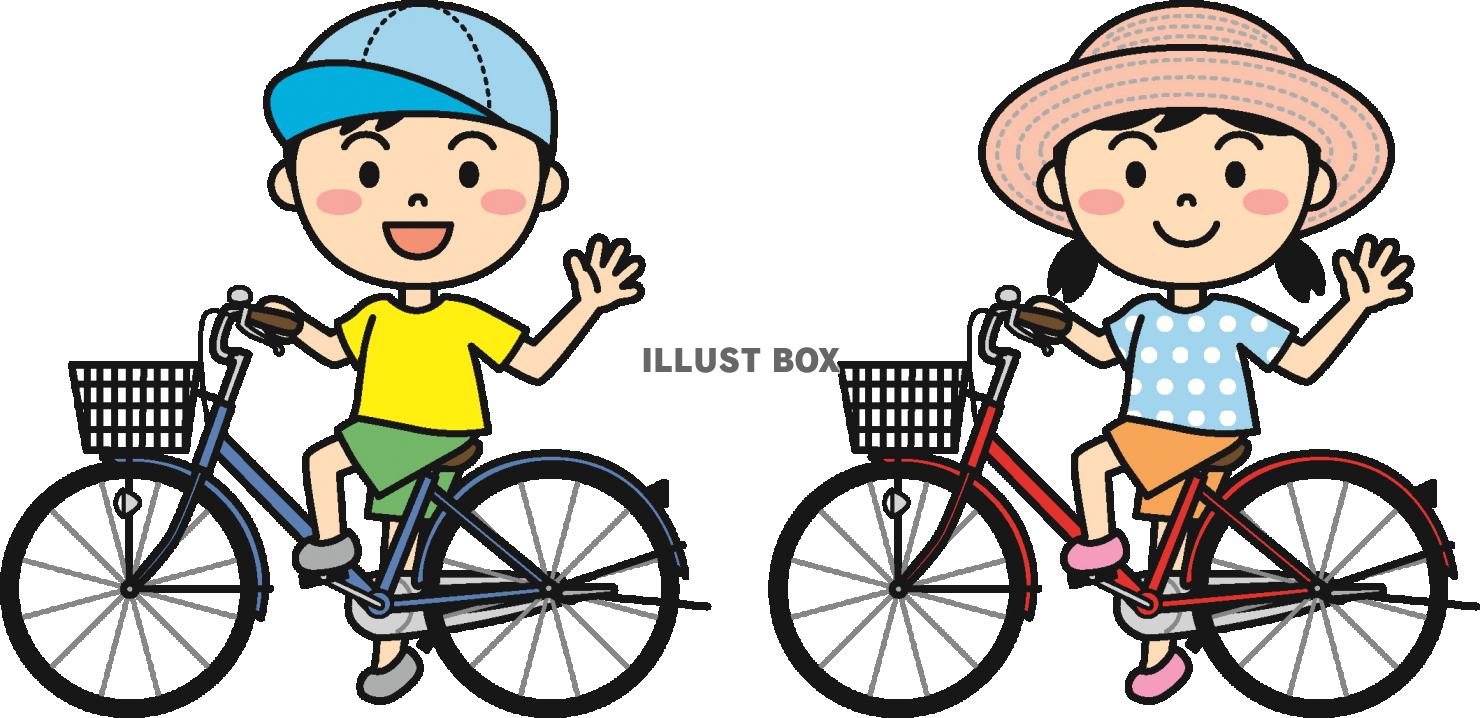 無料イラスト 夏の子供 自転車 カラー
