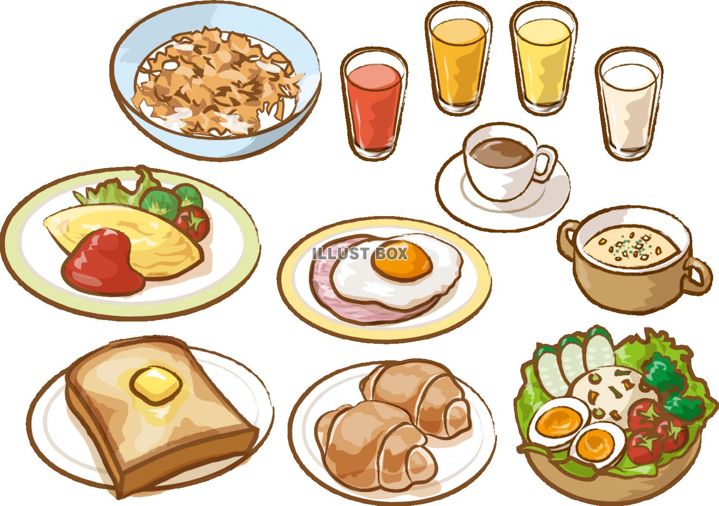 無料イラスト 朝食 洋風 詰め合わせ