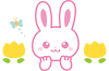 ウサギさんとお花(png透過素材)
