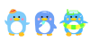 ペンギン３体イラスト　透過png