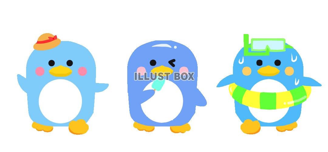 ペンギン３体イラスト　透過png