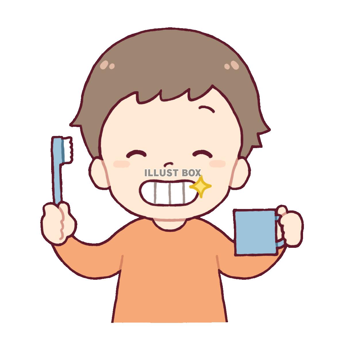 無料イラスト 歯ブラシを持つ男の子