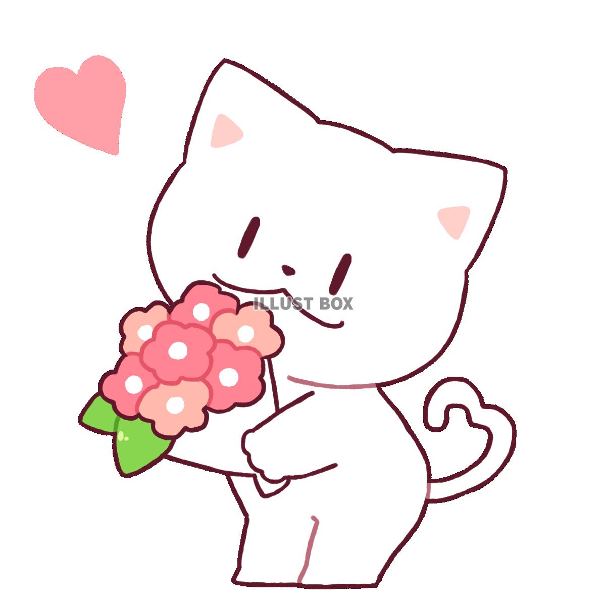 花束を持つ猫