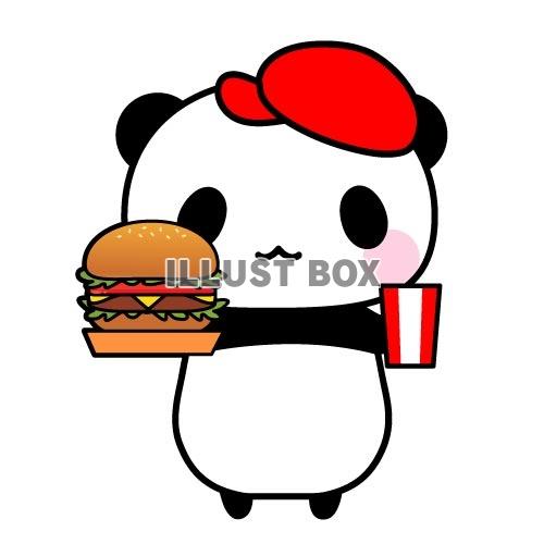 ハンバーガーショップ店員パンダイラスト