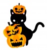 ハロウィンかぼちゃランタンと黒猫のイラスト