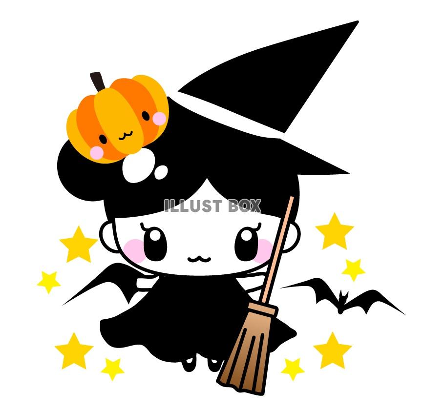 無料イラスト ハロウィン二頭身の魔法使いのイラスト素材