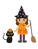 ハロウィンの女の子と猫の