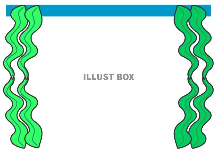 無料イラスト 魚 海 海藻のフレーム1