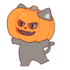 かぼちゃを被った猫(黒)