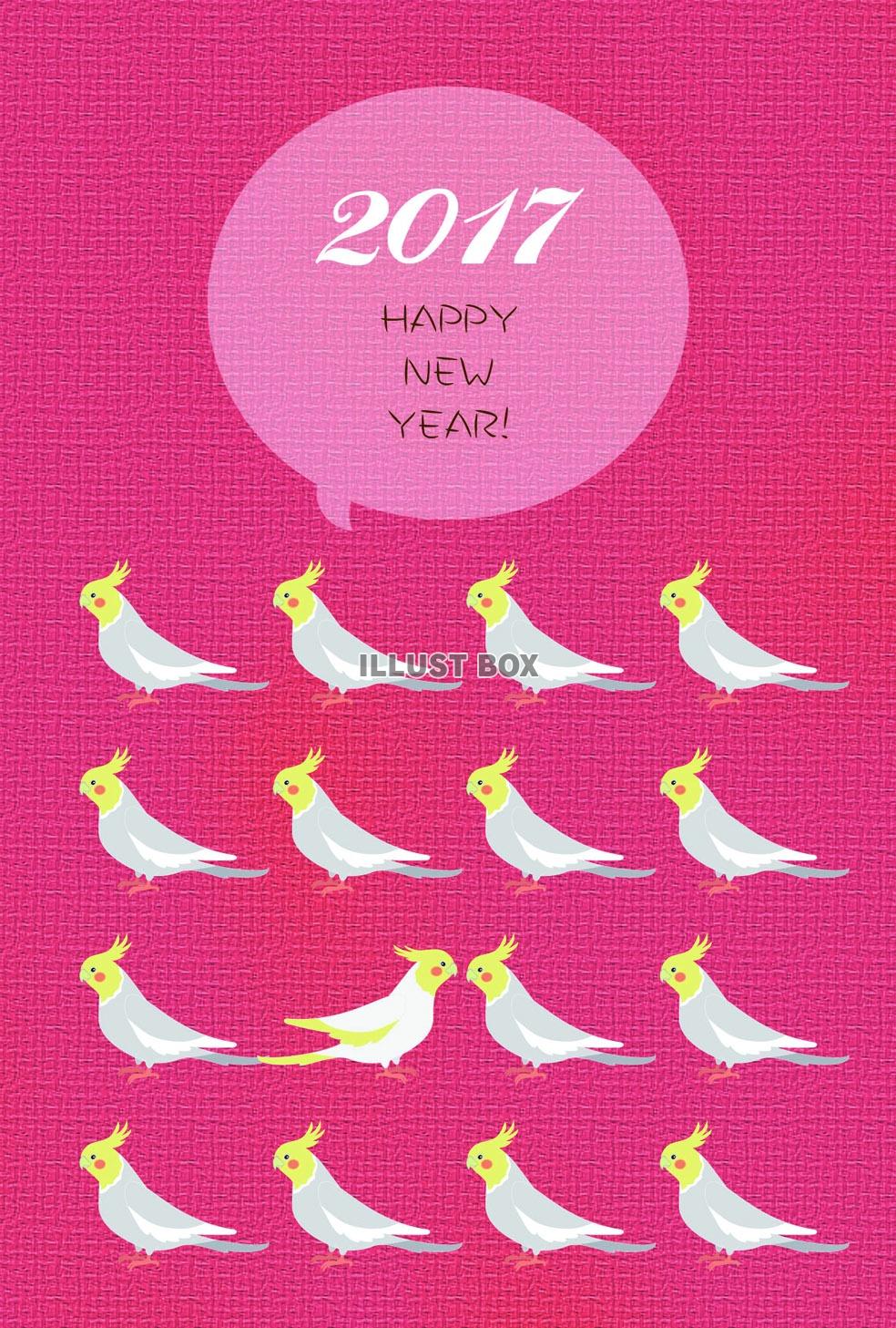 オカメインコ　グレー左向き　一羽白　 【年賀状素材】 201...