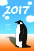 雲と地平線と鳥　ペンギン 【年賀状素材】 2017 酉年