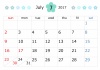 2017年7月カレンダー　シンプルフラワー