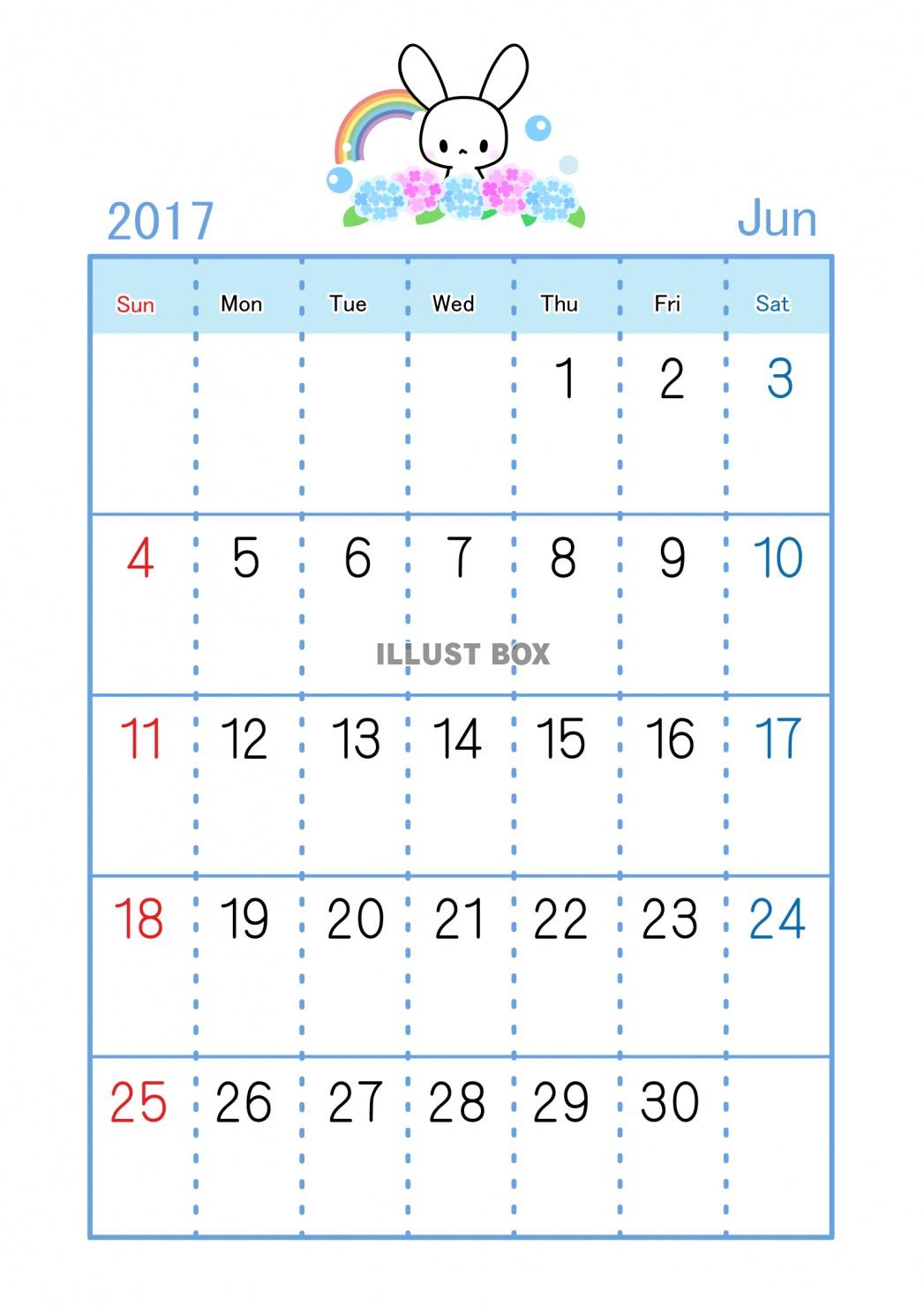 2017年6月うさぎカレンダー