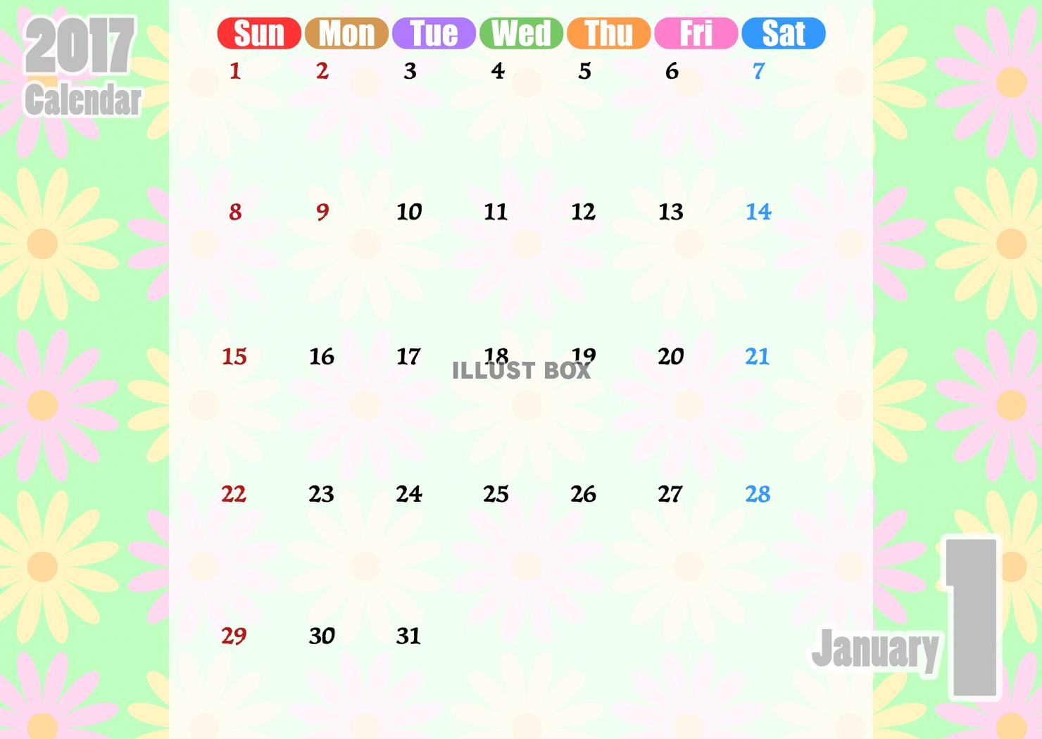お花のカレンダー2017年1月分
