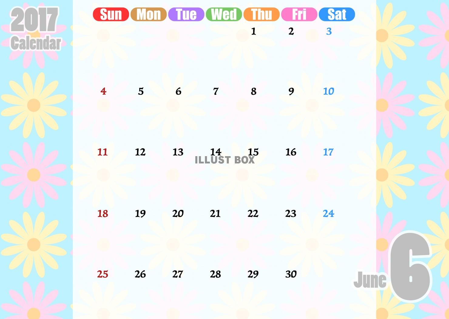 お花のカレンダー2017年6月分