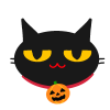 黒猫とかぼちゃ　透過png