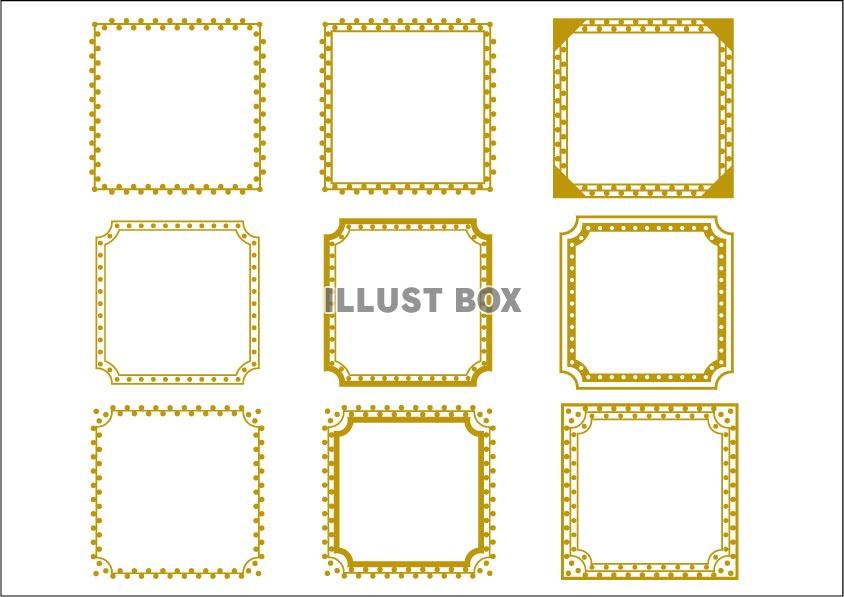 無料イラスト 飾り枠正方形bゴールド