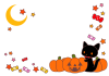 ハロウィン・猫・ランタンフレーム枠素材透過PNG