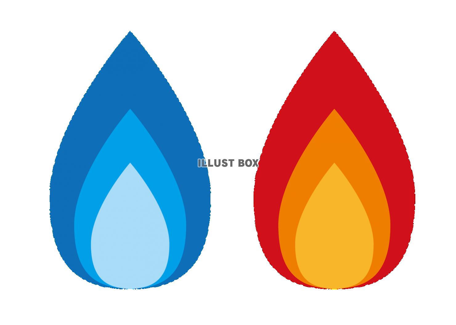 無料イラスト 青い炎と赤い炎