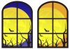 ハロウィン　窓の外の大きな月　02【透過PNG】