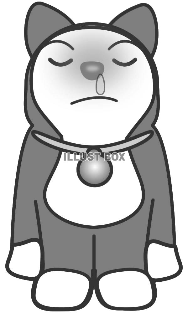 ねこキャラクターの風邪引きイラスト4・背景透過処理png画像