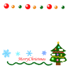 クリスマスツリーと、雪の結晶フレーム　透過png