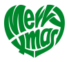 ハート形のMerry Xmas 緑　(透過PNG)