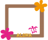 ハワイアン調ホヌと花のフレーム１