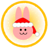 クリスマス　うさぎ　黄丸枠（透過PNG）