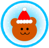 クリスマス　くま　水色丸枠（透過PNG）