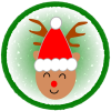 クリスマス　トナカイ　緑丸枠（透過PNG）