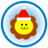 クリスマス　ライオン　青丸枠（透過PNG）