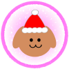 クリスマス　犬　ピンク丸枠（透過PNG）