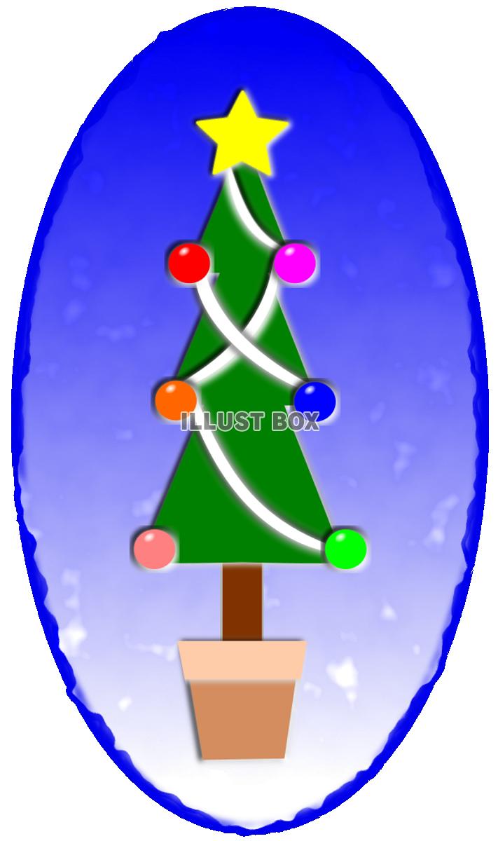 クリスマスツリー　シンプル　青枠（透過PNG）