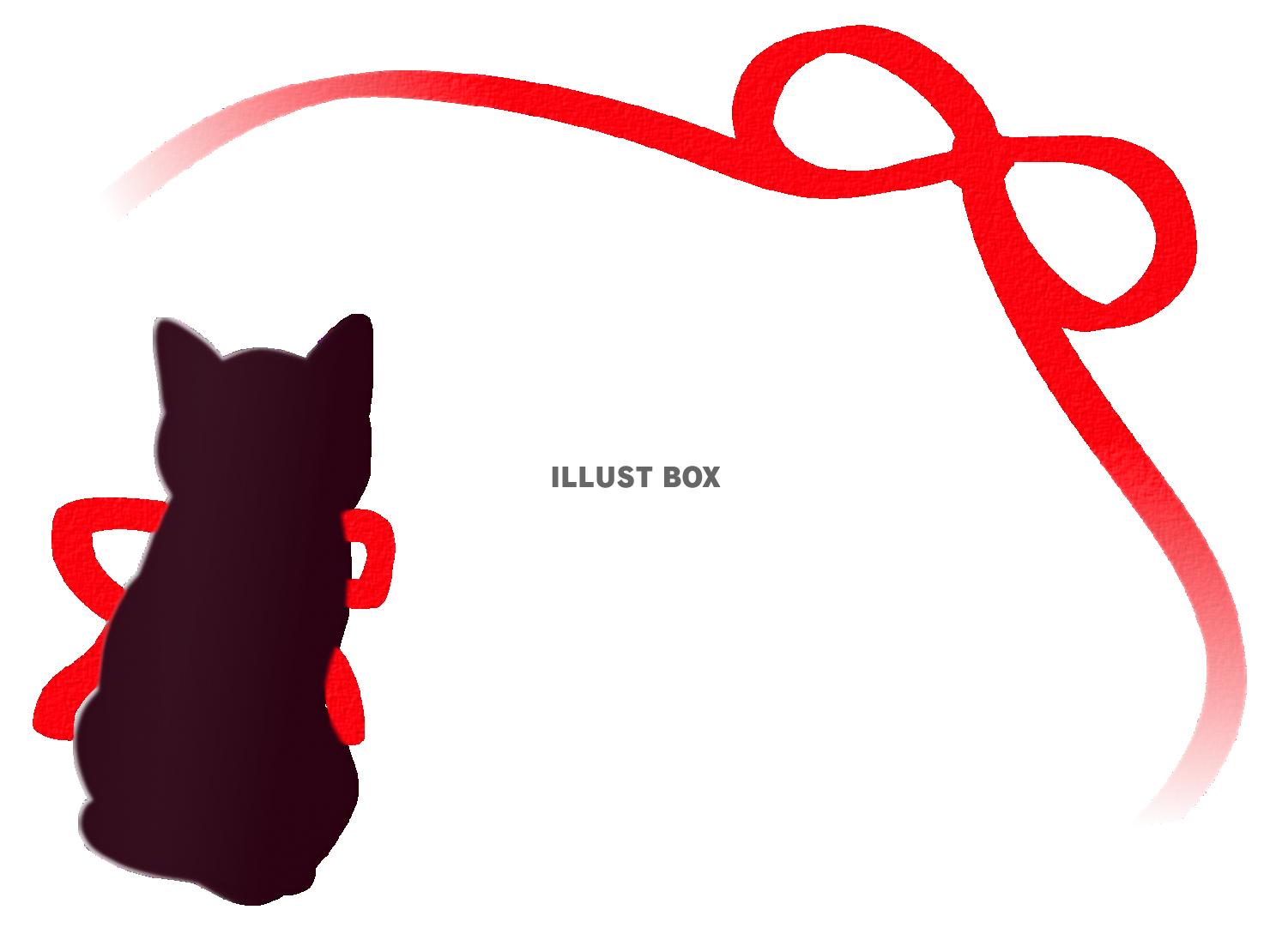黒猫と赤リボンフレーム