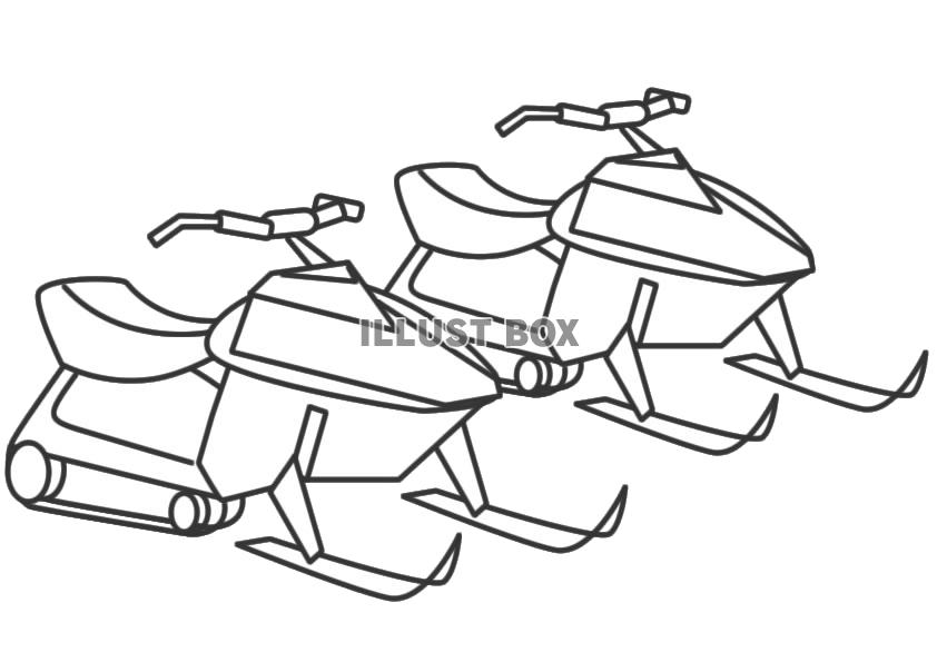スノーモービルぬりえ2・背景透過処理画像