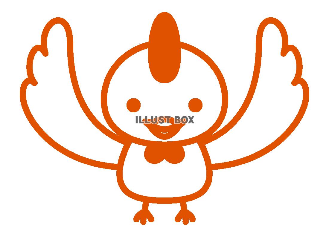 ニワトリのイラスト　ハンコ風　(透過PNG)