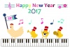 年賀状テンプレート　鶏とひよこのかわいい音楽隊