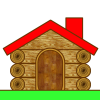 無料イラスト 赤い屋根の森の小屋