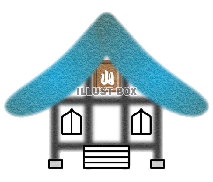 藁葺き屋根のお寺2・背景透過処理png画像