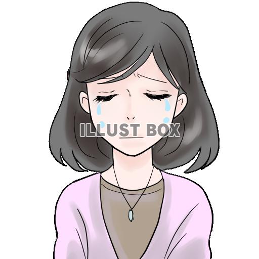 無料イラスト 泣く女性