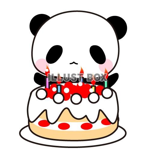 無料イラスト 誕生日ケーキとパンダのイラスト