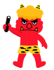 恵方巻きをもった赤鬼　透過png